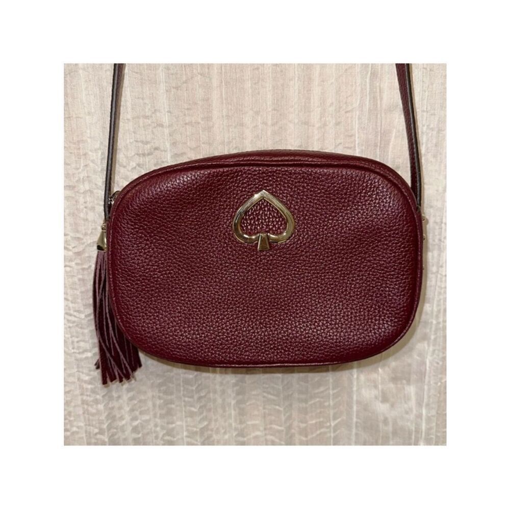 kate spade Kourtney Cherrywood Burgundy Genuine Leather Crossbody Camera Bag